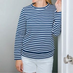 Sail to Sable Navy & White Stripe Long Sleeve Sweatshirt